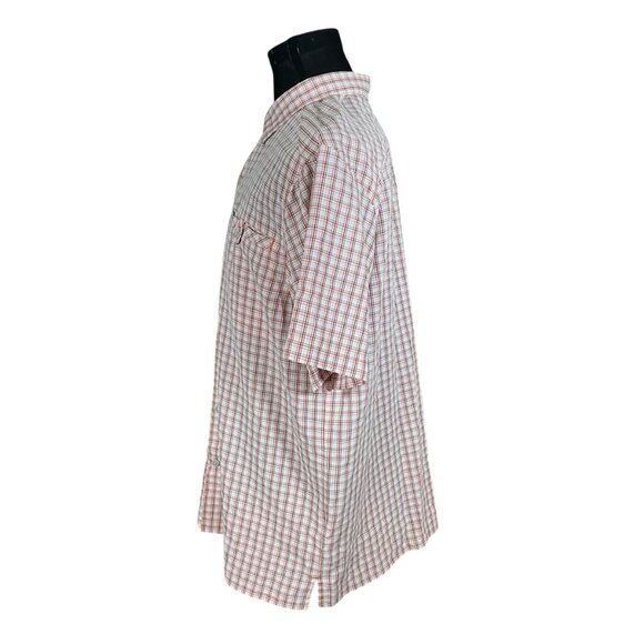 Columbia Men's Pink Orange Black Check Short Sleeve Button Front Shirt Large - Picture 5 of 8